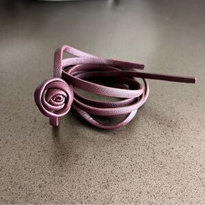 Zara Burgundy Leather Rose Choker Necklace